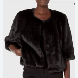 Calvin Klein Women's Dark Faux Fur Teddy Jacket shawl